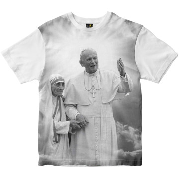 Camiseta Papa João Paulo II e Madre Teresa Rainha do Brasil