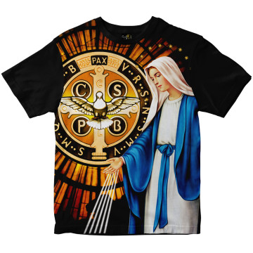 Camiseta Nossa Senhora das Graças e São Bento Rainha do Brasil